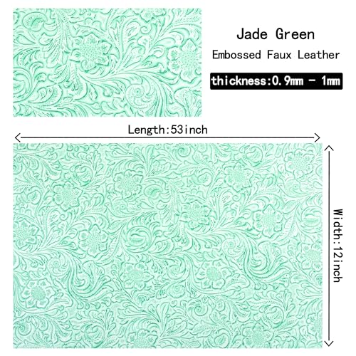 Ramya Embossed Faux Leather Sheets Fabric 12" x 53",for Handmade DIY Bows Wallet Sewing,Leather Earring Crafts Projects (Jade Green) - color: Jade Green