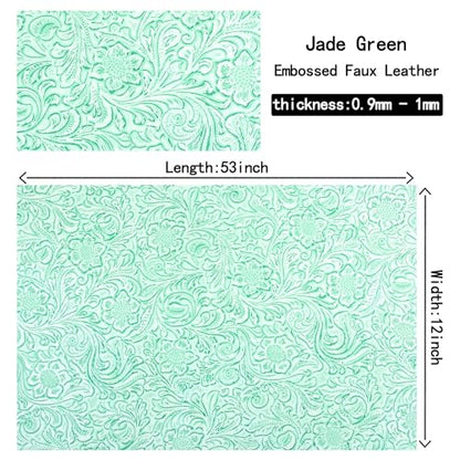 Ramya Embossed Faux Leather Sheets Fabric 12" x 53",for Handmade DIY Bows Wallet Sewing,Leather Earring Crafts Projects (Jade Green) - color: Jade Green