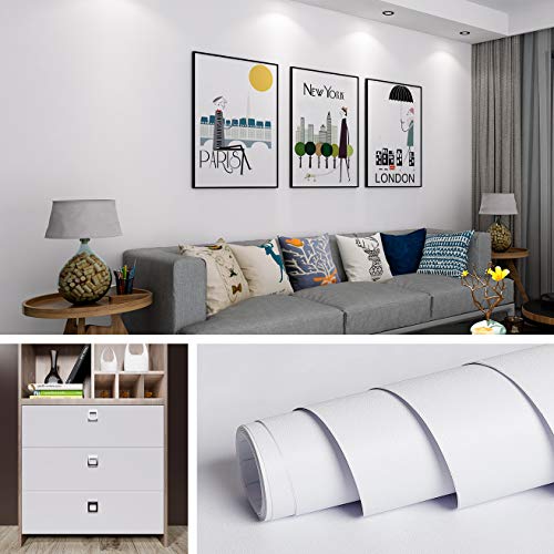 Livelynine White Contact Paper Peel and Stick Waterproof White Wallpaper Liner Prepasted Paintable Removable Cabinet Wallpaper Kitchen Vinyl Wrap for Cabinets Desk Shelf Adhesive Covers 15.8x78.8 - color: Solid White, size: 15.8" x 78.8"