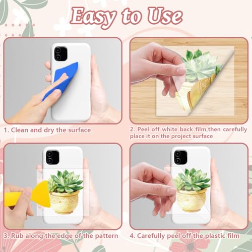 Peacoblue Green Potted Plants Rub On Transfers for Craft, Transfer Sticker - style: Watercolor Potted Green Plants