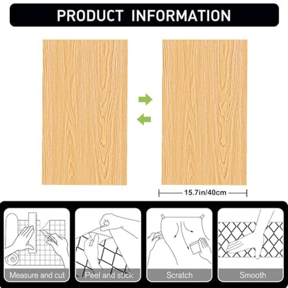 Wood Grain Contact Paper 15.7" x 78" Peel and Stick Wallpaper Oka - color: Oka, size: 15.7" x 78"