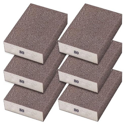 6Pcs Sanding Sponge 80 Grit Coarse Blocks for Metal Sanding Wood Sanding Brush Washable&Reusable N-G-001-80 - size: 80 Grit