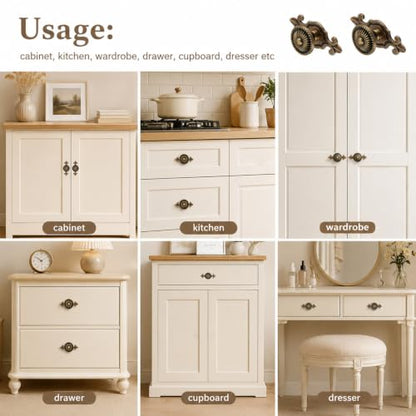 2 Pack Drawer Knobs Vintage, Antique Brass Cabinet Knobs and Pulls