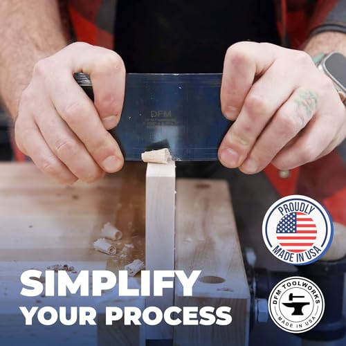 DFM Tool Works Rectangle Card Scraper - Precision Cabinet Multi-use Scraper for Woodworking, Wood Fine Finishers, Glue Scraper, Quality Handcrafted Card Shaping Tool - Made in USA, 1 Quantity - Blue - size: 0.032" x 2.5" x 5"