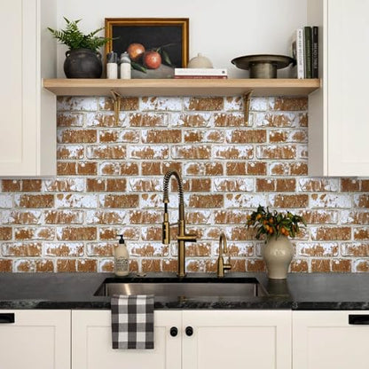 Commomy Faux Brick Wall Panels Peel and Stick Thin PVC 10 Pcs 11.8" x 11.8" - color: Brick-WP