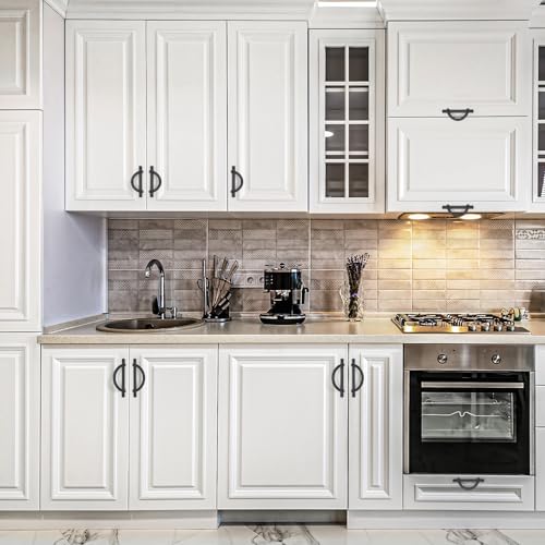 HOME EDIT Matte Black Cabinet Pulls Curved, 3-3/4 Inch/96 mm, 10 Pack - color: Matte Black, size: 3-3/4 Inch Hole Center