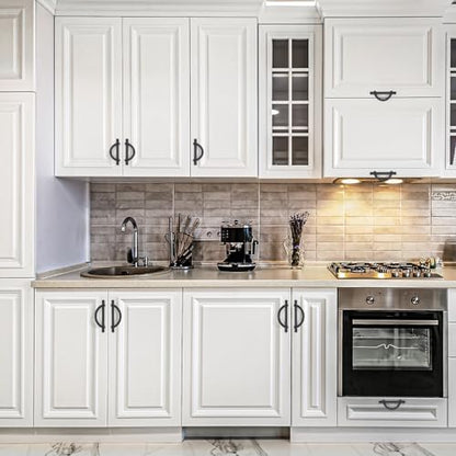 HOME EDIT Matte Black Cabinet Pulls Curved, 3-3/4 Inch/96 mm, 10 Pack - color: Matte Black, size: 3-3/4 Inch Hole Center