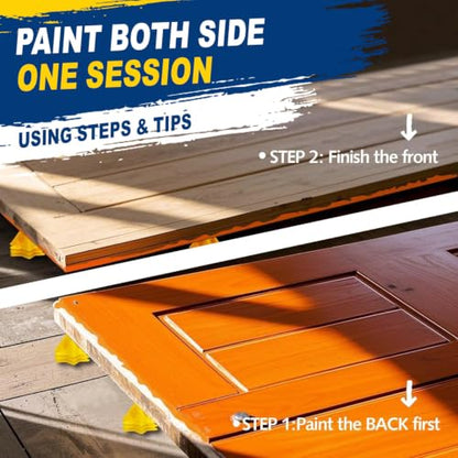 KATA 56PCS Painter's Pyramids Stands for Cabinet Doors & Woodworking - color: 56PC Paint Stands Yellow