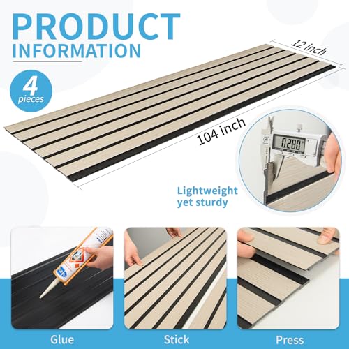 Art3d Six-Grid Design Slim Slat Wall Panels, 104 x 12 Inch, 4-Pack, Oak - color: Six-Grid Oak