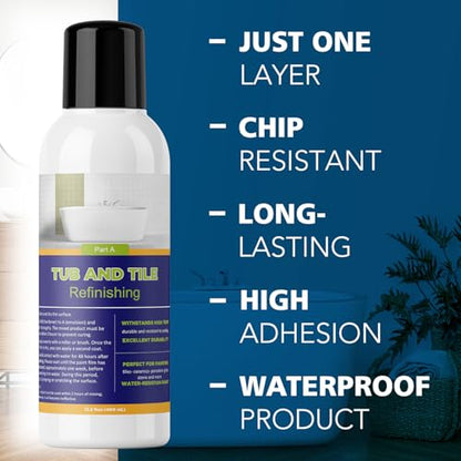 Tub and Tile Paint, 13.5 oz High-Gloss White Touch Up Paint for Bathtub - color: 13.5 Fl Oz (White)