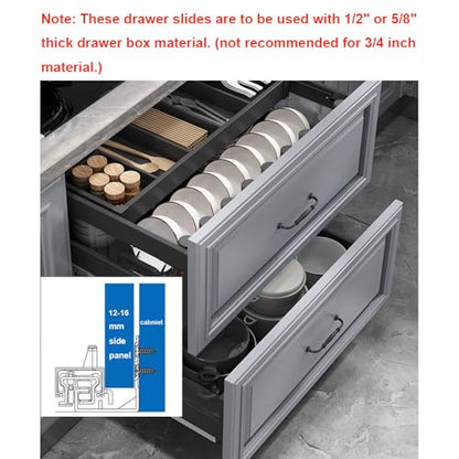 6 Pair of 24 Inch Undermount Soft Close Drawer Slides - size: 24 Inch