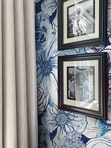NextWall Harry & Grace Ink Rose Abstract Floral Peel and Stick Wallpaper (Celtic Blue) - color: Celtic Blue