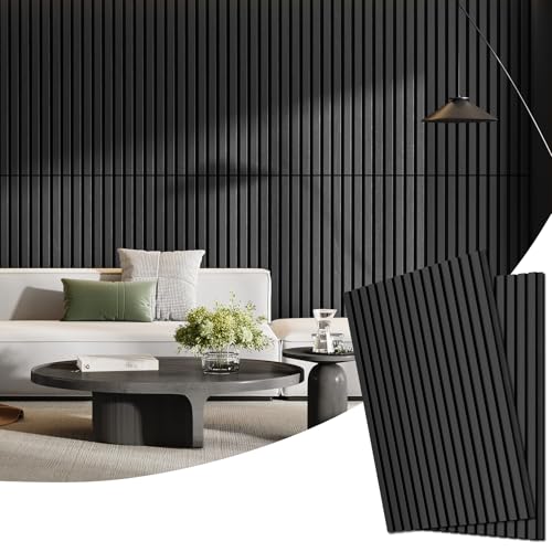 2 Pack Acoustic Wood Panels for Wall 47.24" x 23.81" Soundproof - color: Black, size: 47" x 23" (2 PCs)