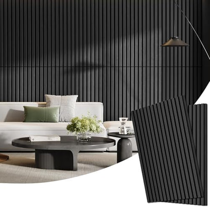 2 Pack Acoustic Wood Panels for Wall 47.24" x 23.81" Soundproof - color: Black, size: 47" x 23" (2 PCs)