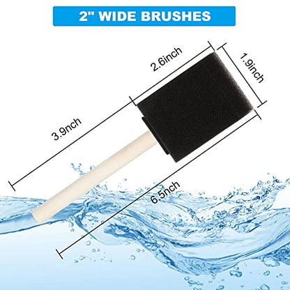 100 Pack 2 inch Foam Brush Bulk Foam Paint Brushes Foam Sponge Brush with Wood Handle Sponge Paint Brush Foam Brushes for Painting, Acrylics, Stains, Varnishes, Crafts - color: 100 Pack-2 Inch