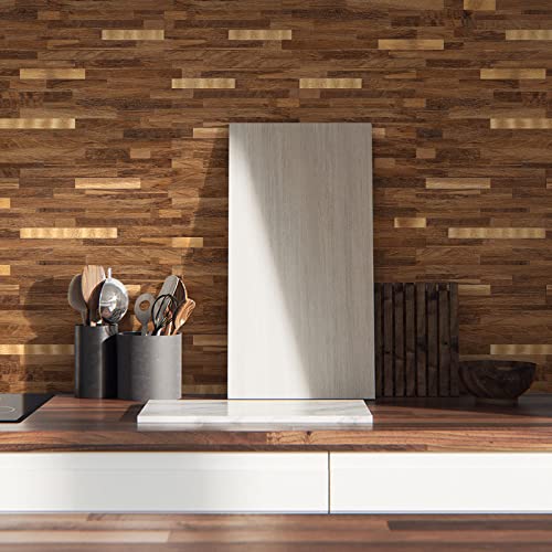 Midcard 10 Sheets Peel and Stick Backsplash PVC Wall Tile,for Kitchen Backsplash… - color: Rectangular Dark Brown