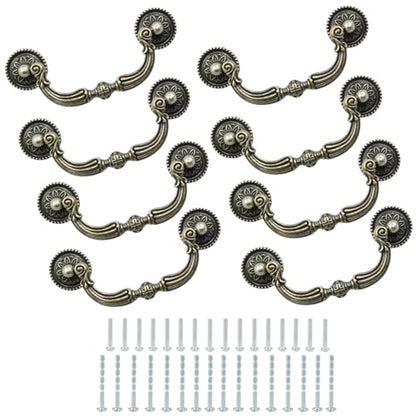 8 Pack 3.5" Hole Center Bail Pull Antique Bronze Drawer Handle - color: Antique Bronze(8 PCS), size: 3.5 Inch