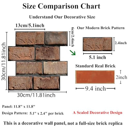 3D Brick Wall Panels Peel and Stick,10 PCS PVC Textured Wall Tiles - color: 4Lines Seamless Brown Stone