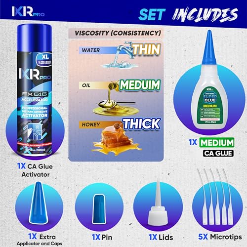 ixirpro CA Glue with Activator, Medium, 1.75oz + 16.9oz Kit - size: 1 Pack
