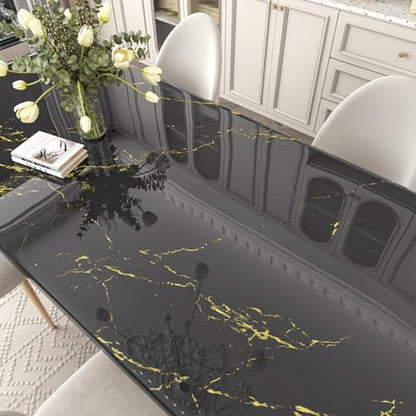 FunStick Thick Dark Grey Marble Contact Paper for Countertops Waterproof Contact Paper for Cabinets Peel and Stick Countertops Removable Gold Grey Marble Wallpaper for Kitchen Bathroom Table 12"x200" - size: 200" x 12"