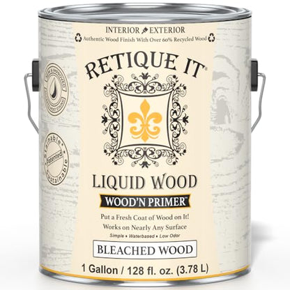 Retique It Wood'n Primer - Paint it then stain it - Stainable Wood Fiber Paint (Bleached Wood, X-Large) - color: Bleached Wood, size: 128 Fl Oz (Pack of 1)