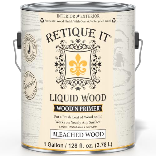 Retique It Wood'n Primer - Paint it then stain it - Stainable Wood Fiber Paint (Bleached Wood, X-Large) - color: Bleached Wood, size: 128 Fl Oz (Pack of 1)