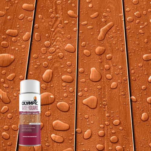 Olympic WaterGuard 11.75 oz. Woodland Cedar Semi-Transparent Exterior Wood Stain Plus Sealer (Pack of 6) - color: Cedro del bosque, size: 11 oz. (Pack of 6), style: No sheen