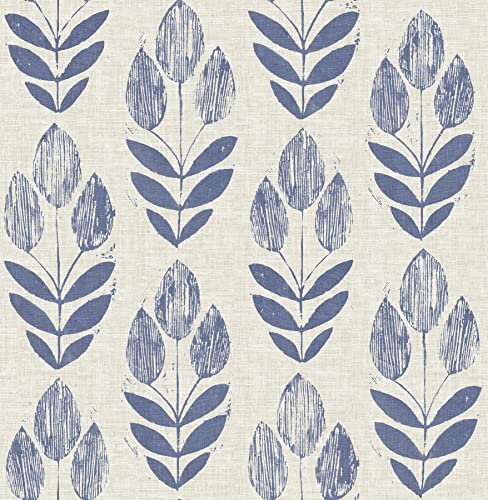 NuWallpaper Blue Folk Tulip Peel & Stick Wallpaper - color: Blue