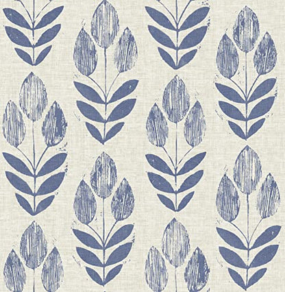 NuWallpaper Blue Folk Tulip Peel & Stick Wallpaper - color: Blue