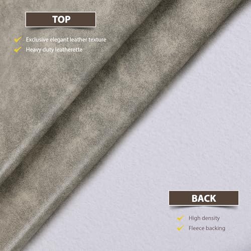 Faux Leather Vinyl Upholstery Fabric by The Yard, 1.3mm Thick Soft Anti-Scratch Durable Marine Vinyl Fabric Synthetic Leather for Sofa Bags Chairs Car Seats DIY Crafts, 1 Yard 55" x 36" (Grey & Beige) - color: Grey & Beige, size: 1 Yard