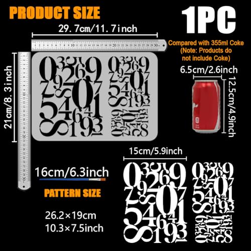 FINGERINSPIRE The Abstract Number Painting Stencil with Paint Brush 8.3x11.7inch Reusable 0-9 Numbers Drawing Template Plastic PET Words Theme Pattern Template for Painting on Wood Fabric Clothes - style: The Abstract Number