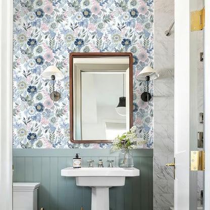 Nukofal Floral Peel and Stick Wallpaper Boho Contact Paper 16.9inx118.1in - size: 16.9inch x 118.1inch