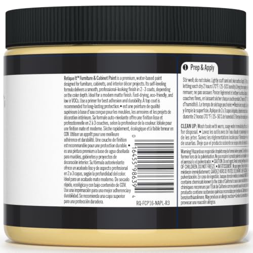 Retique It Furniture and Cabinet Paint - Paint for Cabinets, Dressers, Tables, Doors and DIY Home Decor Projects, Naples Yellow, 16 oz