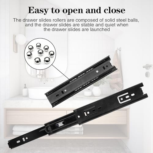 Drawer Slides 2Pcs 8 Inch, Undermount Heavy Duty Drawer Slides for Cabinets, Dresser Drawers, Slide-Out Keyboard Tray, Table Drawers, Shelves, Nightstand and So On