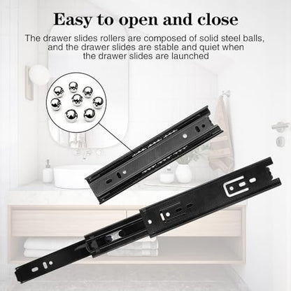 Drawer Slides 2Pcs 8 Inch, Undermount Heavy Duty Drawer Slides for Cabinets, Dresser Drawers, Slide-Out Keyboard Tray, Table Drawers, Shelves, Nightstand and So On