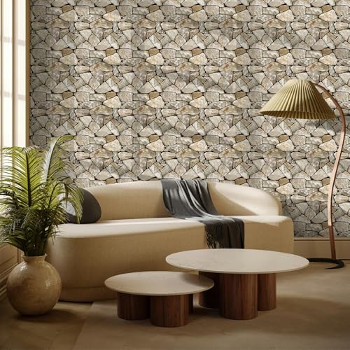 3D Peel and Stick Faux Stone Wall Panels 11.8" x 11.8" 10-Pack - color: Stone-SM-X