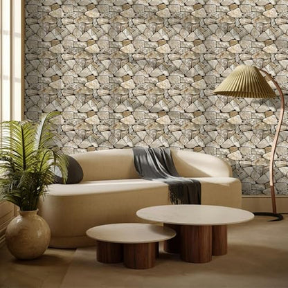 3D Peel and Stick Faux Stone Wall Panels 11.8" x 11.8" 10-Pack - color: Stone-SM-X