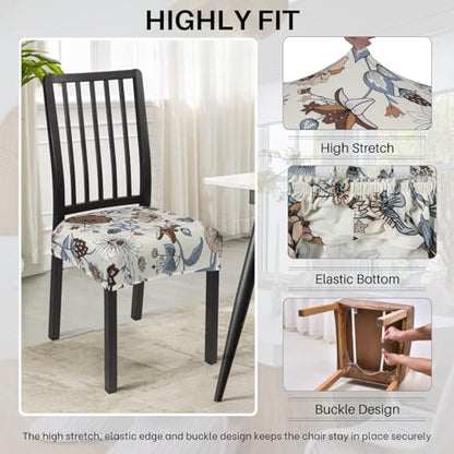 SearchI Dining Chair Seat Covers Set of 4, Rear Covered, Big Flower - color: Big Flower