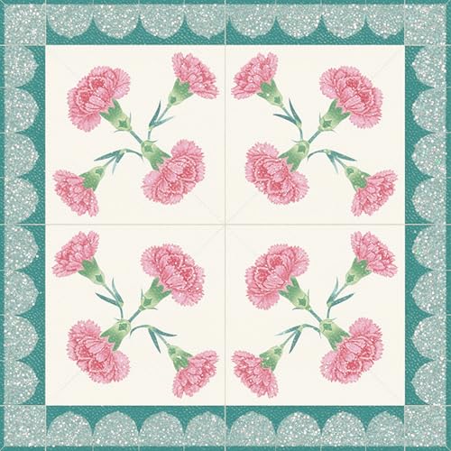HOMETITUTE Pink Carnation Teal Peel Stick Floor Tile 12x12 Vinyl - color: Pink#1