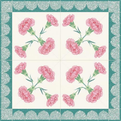 HOMETITUTE Pink Carnation Teal Peel Stick Floor Tile 12x12 Vinyl - color: Pink#1