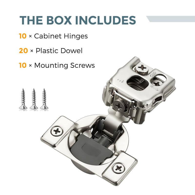 HOME EDIT 5 Pair 1 Inch Overlay Soft Close Cabinet Hinges Door Hinges - size: 1 inch Overlay