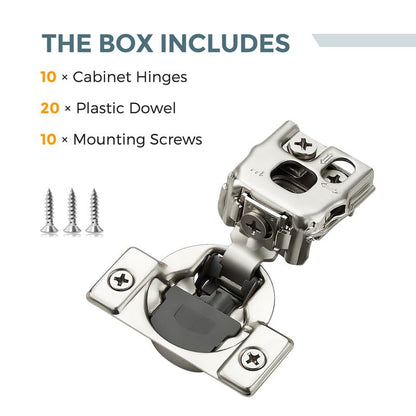 HOME EDIT 5 Pair 1 Inch Overlay Soft Close Cabinet Hinges Door Hinges - size: 1 inch Overlay