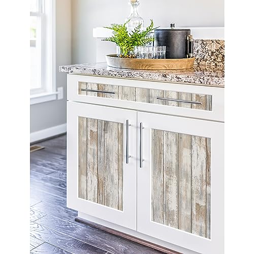 RoomMates White Distressed Wood Peel and Stick Wallpaper - color: Rustic Wood