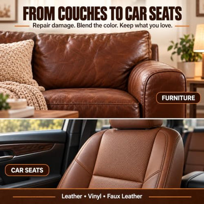 Brown Leather Repair Kit for Furniture & Couches, Car Seat Vinyl Repair Kit