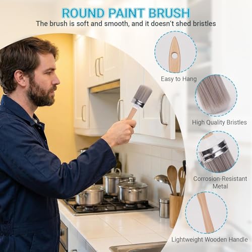 5-Piece Professional Paint Trim Tool Kit for All-in-ONE Paint- 1.6" Paint Brush for Trim, 2 Small Foam Paint Roller & 2 Round Sponges