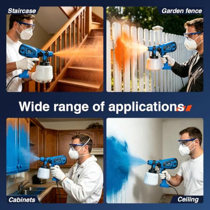 Paint Sprayer, 1400ml&850W Spray Paint Gun with 4 Nozzles & 3 Patterns - color: Blue