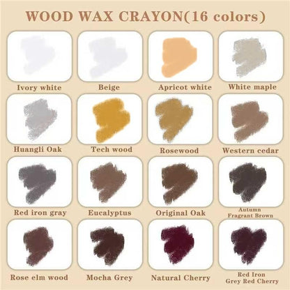 Wood Filler Sticks & Scratch Repair Kit - 16 Colors Wood Repair Crayons for Scratches, Holes on Furniture, Floors, Doors | Quick Fix