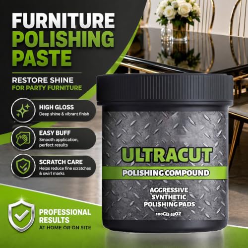All-in-One Surface Restoration Polish with Pad, Multi-Surface Scratch Remover Compound, High Gloss Finish, Polish & Surface Protection, for Leather Wood Marble Metal Stone and More