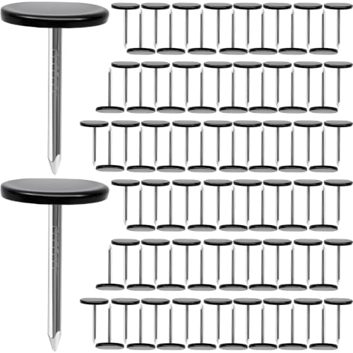 100pcs Flat Head Thumb Tacks for Wall, Black Metal Push Pins - color: Black, 100pcs
