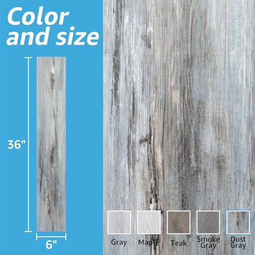 Art3d Wood Textured Peel and Stick Vinyl Floor Tiles, 40-Pack, Dust Grey - color: Dust Grey